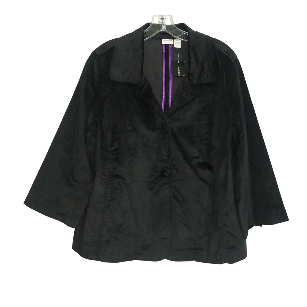 Lane Bryant Venezia Black Velvet Blazer Jacket 14/16 NWT Office Goth Grunge